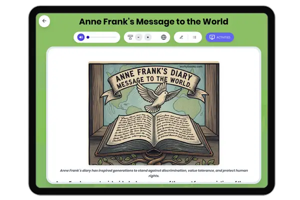 Anne Frank's Message to the World - reading educational content