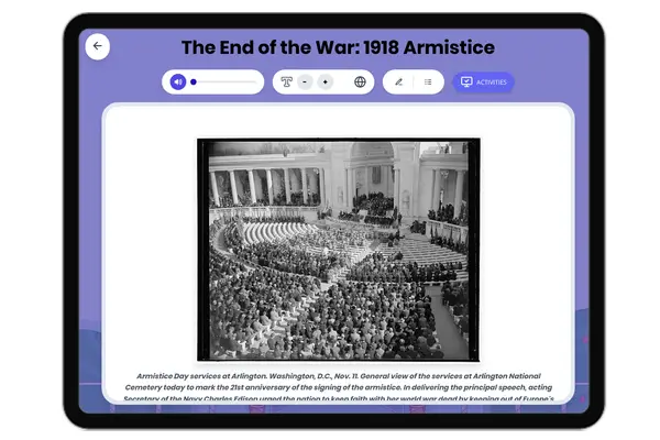 The End of the War: 1918 Armistice - reading educational content