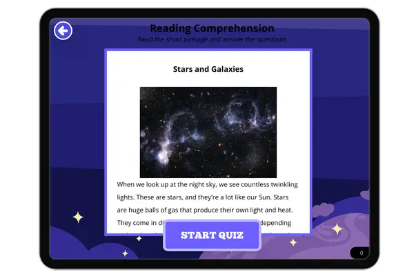 Stars and Galaxies - reading educational content
